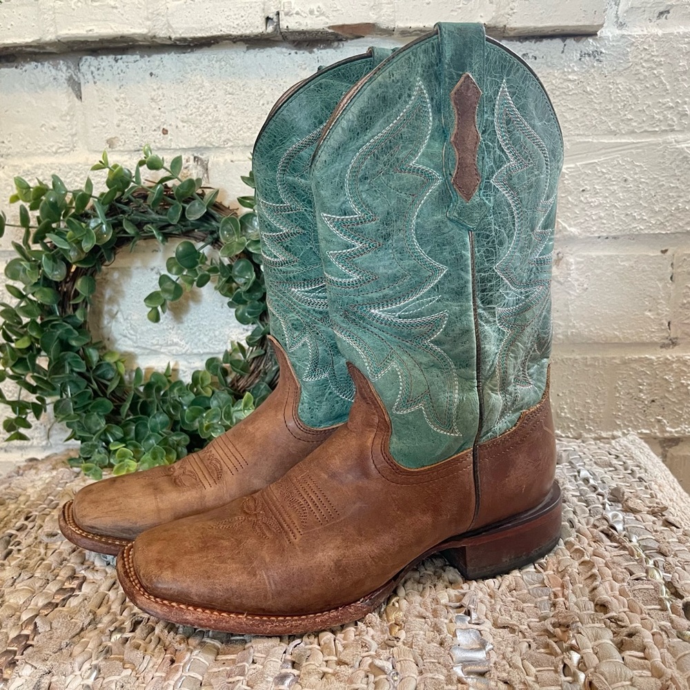 Shyanne Green and Brown Heeled Boots